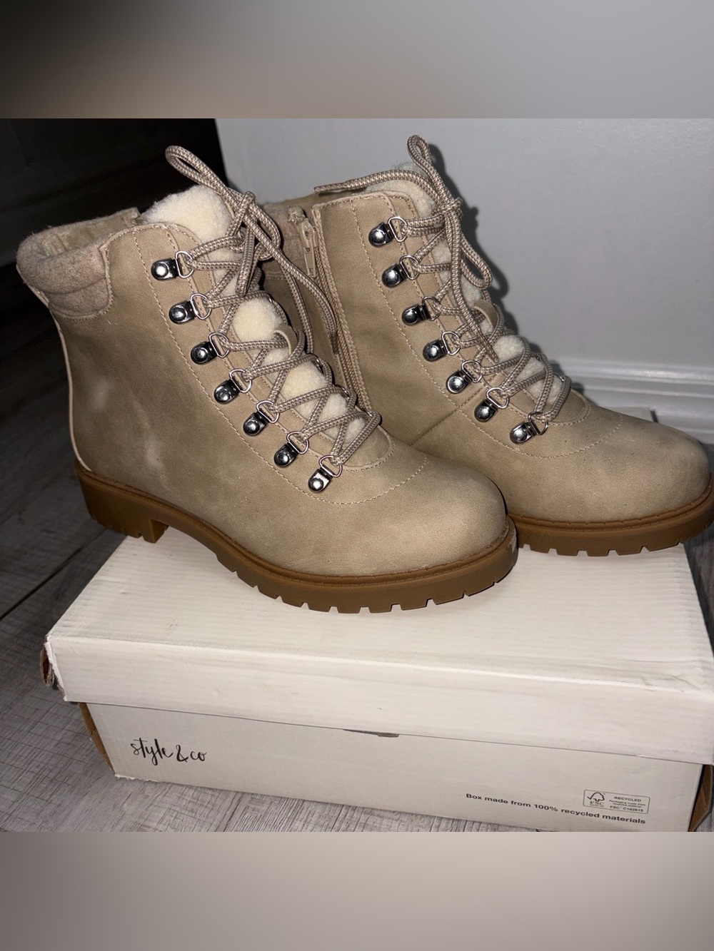 Women's Style & Co. Maariah Faux Suede Lace Up Ankle Boots